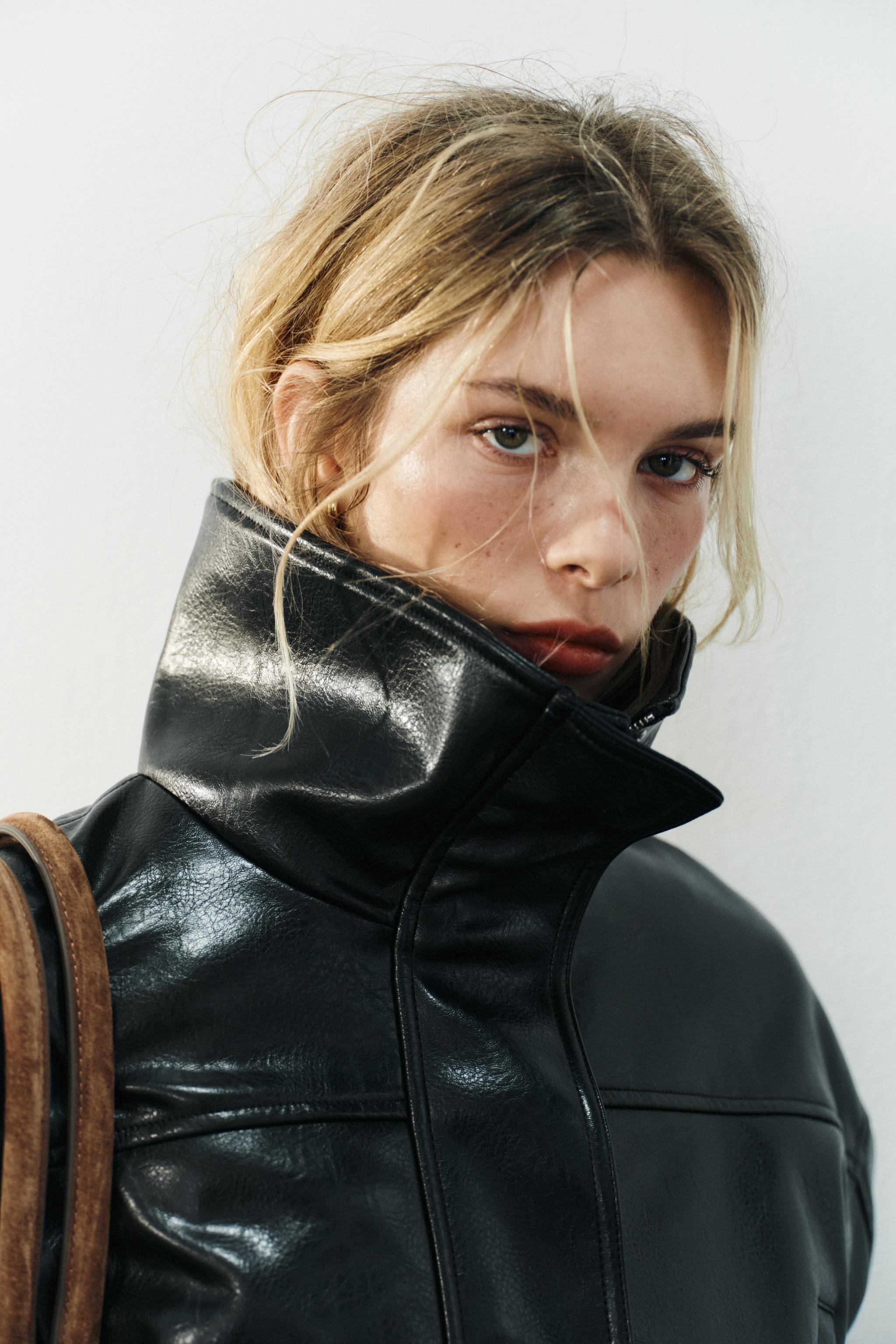 FAUX LEATHER BOMBER JACKET